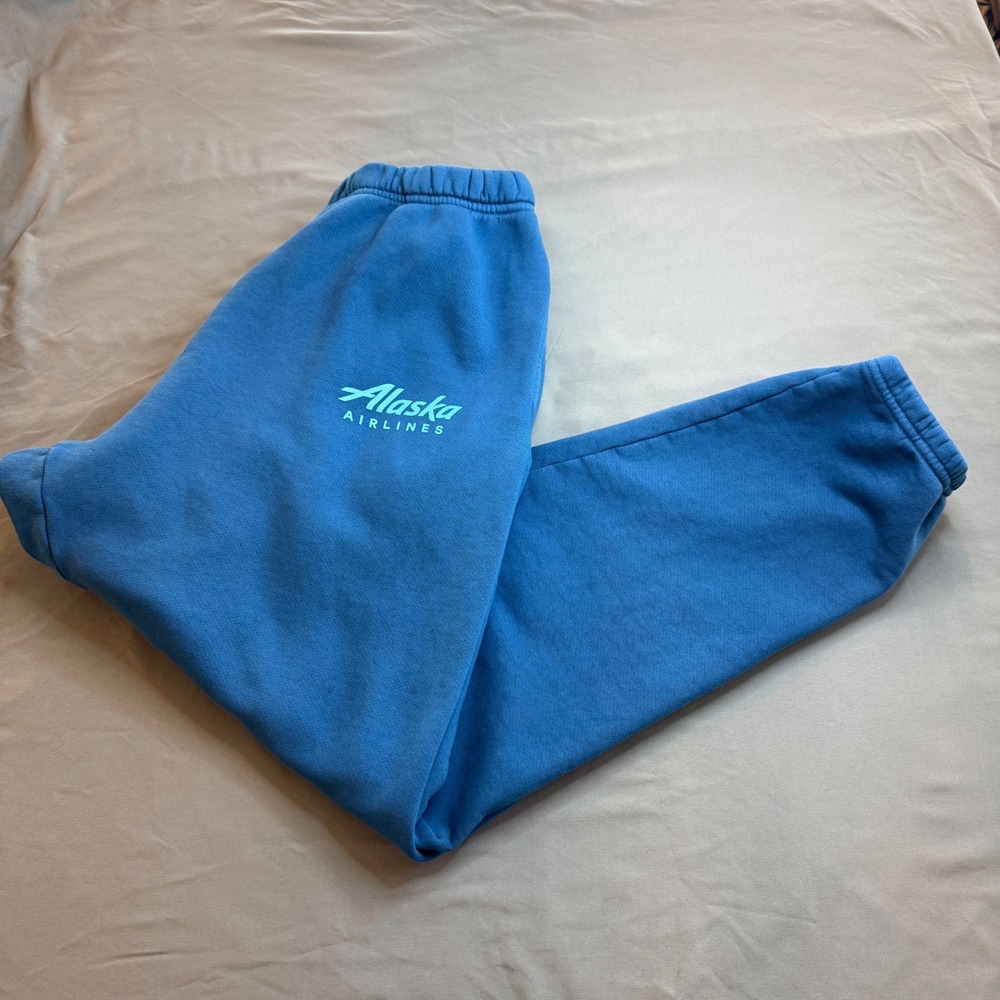 Alaska Airlines Blue Cotton Fleece Jogger Sweatpants Mens 2X Made in USA